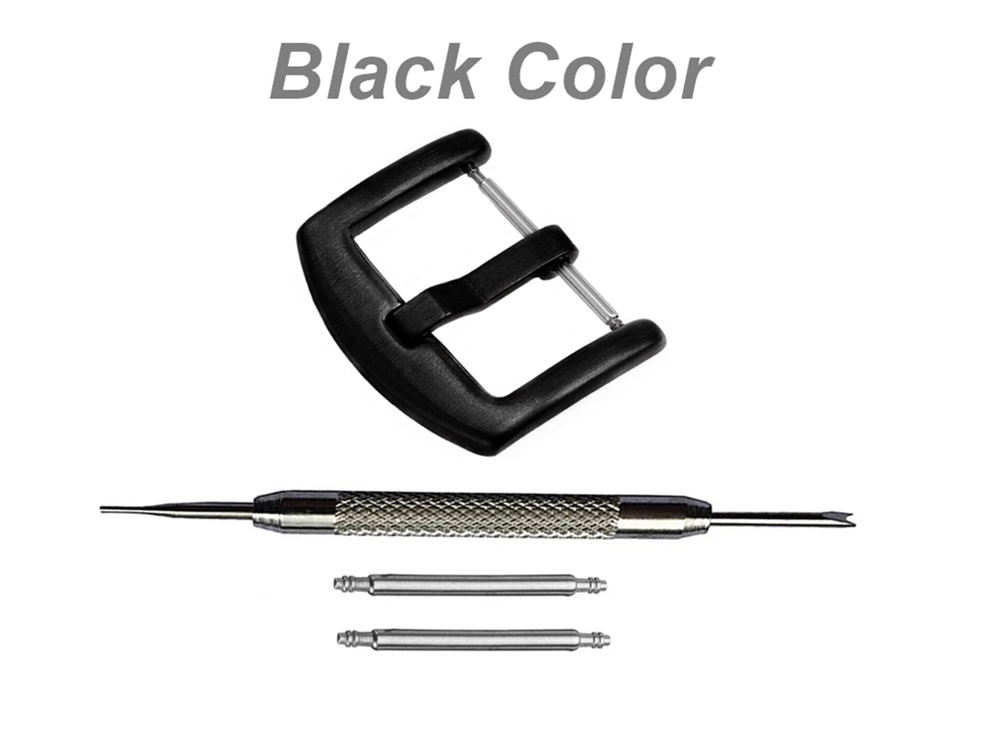 4pcs Set Exquisite Buckles for 20mm 22mm 24mm Watch Straps Bands Replacement Kit Clasp Silver Black Rose Gold Color - Pins Tool Included